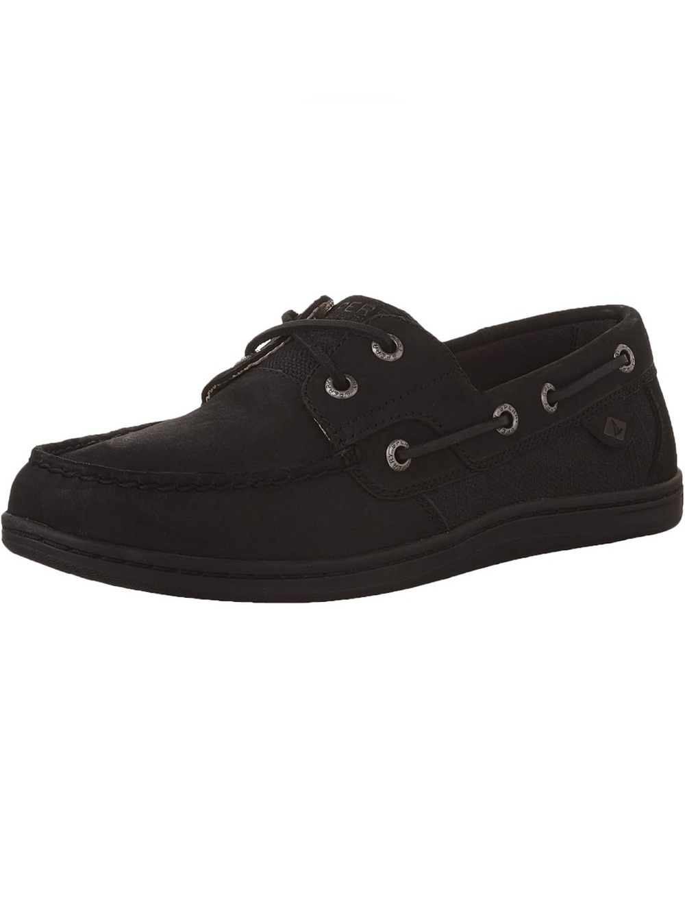 Sperry women blue fish Black Leather Boat Shoe size 5m